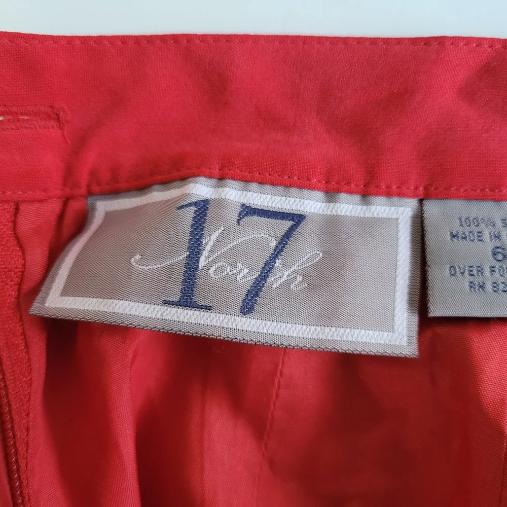 17 North 100% Silk Midi Skirt Red 6